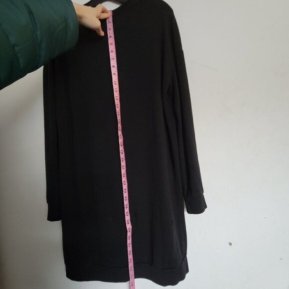 Wilfred Free Black Soft Knit Crewneck Long Sleeve Shift Sweater Dress Size Small - Picture 6 of 11